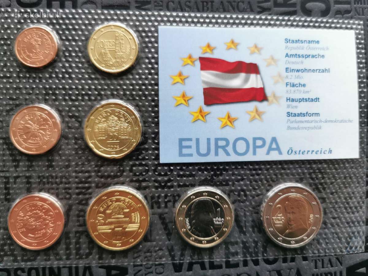 Austrija 2005-2008m Euro monetu rink. Unc