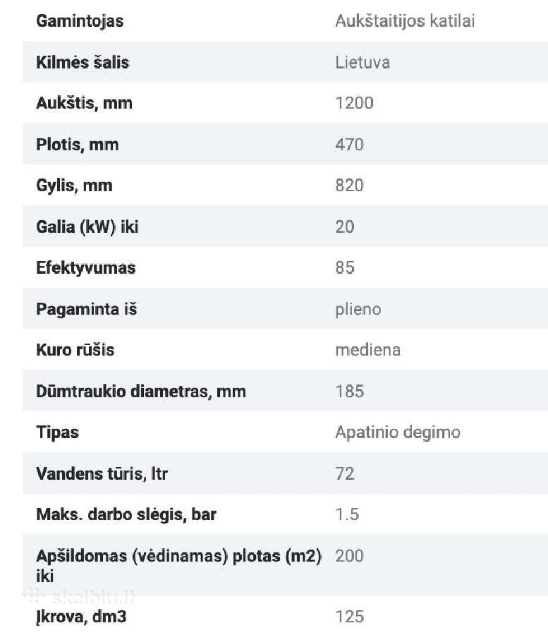 Aukštaitijos katilas - 20 kw - 200 m2 - Turime - nuotraukos Nr. 3