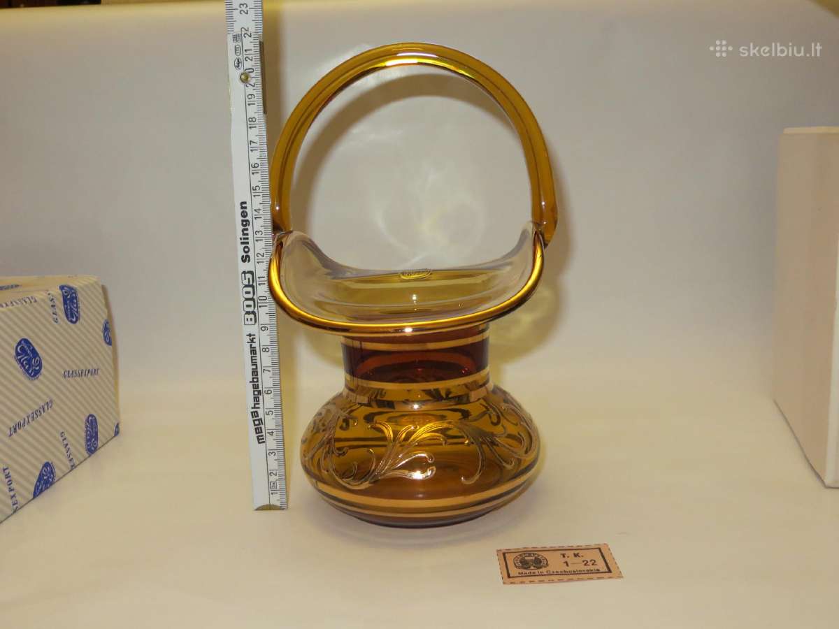 Vaza krepšelis saldaininė ~21 cm. Bohemia nauja - nuotraukos Nr. 4