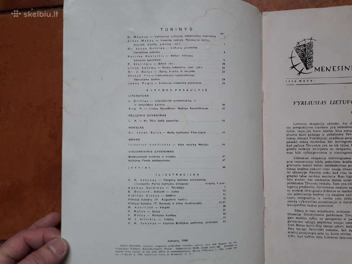 Literatūros ir meno žurnalas "Aidai" JAV 1956m. - nuotraukos Nr. 3