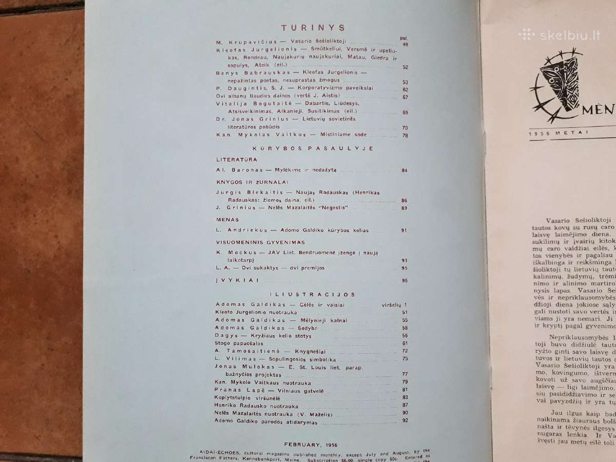 Literatūros ir meno žurnalas "Aidai" JAV 1956m. - nuotraukos Nr. 9