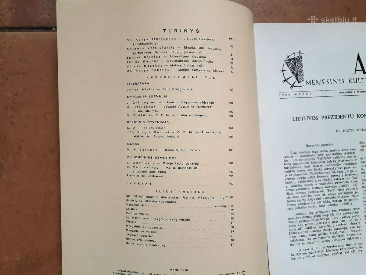 Literatūros ir meno žurnalas "Aidai" JAV 1956m. - nuotraukos Nr. 20