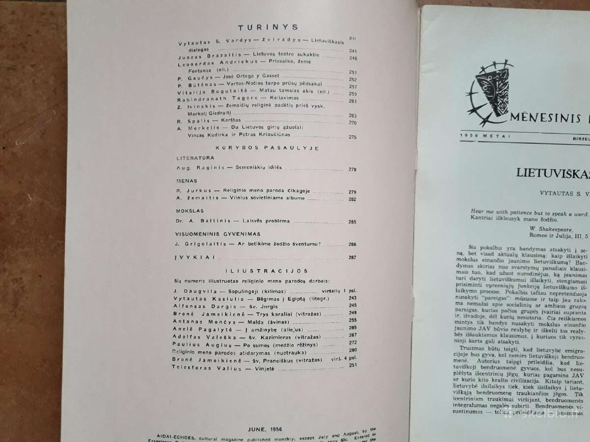 Literatūros ir meno žurnalas "Aidai" JAV 1956m. - nuotraukos Nr. 28