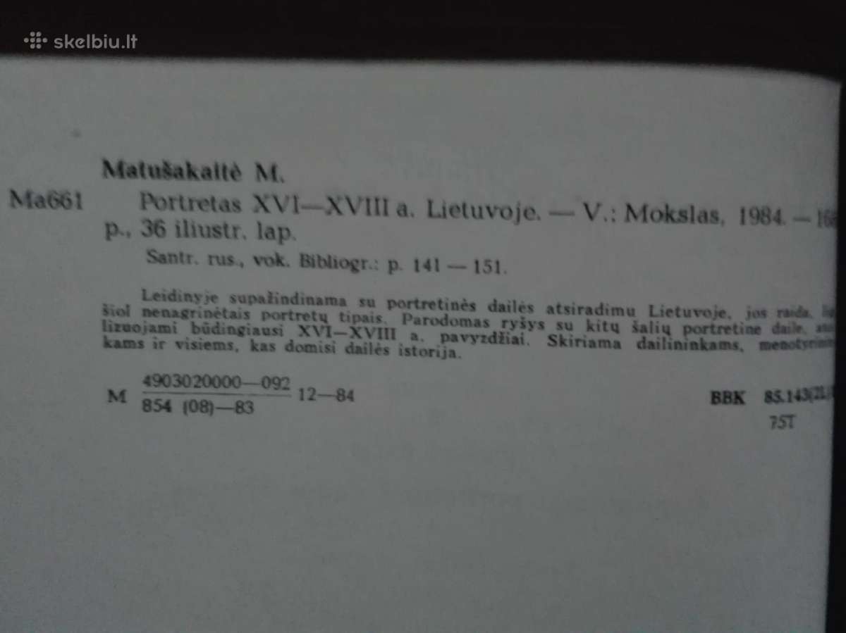 Matušakaitė M. Portretas XVI-XVIII a. Lietuvoje - nuotraukos Nr. 2