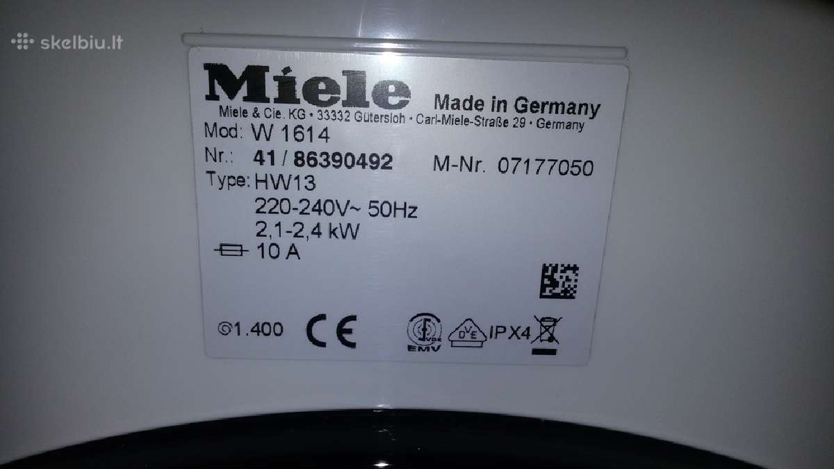 Skalbimo mašina "Miele" Novotronic W1614 - nuotraukos Nr. 5