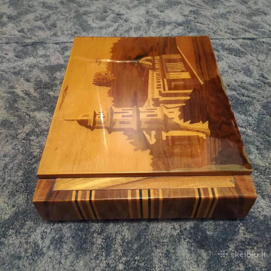 Didelė,medinė , inkrustuota dėžutė "albumas". - nuotraukos Nr. 5