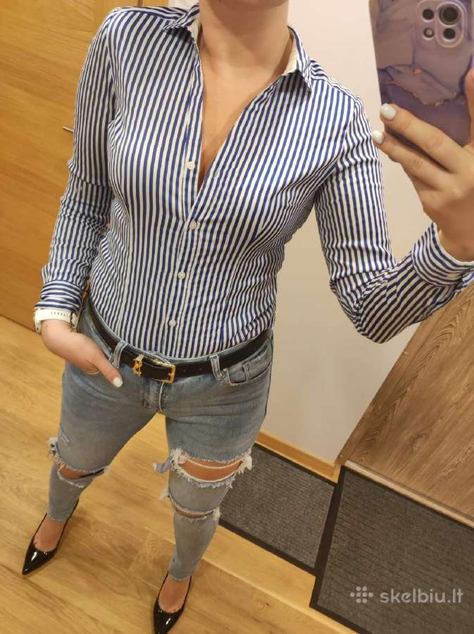H&m dryžuoti, įliemenuoti, marškiniai