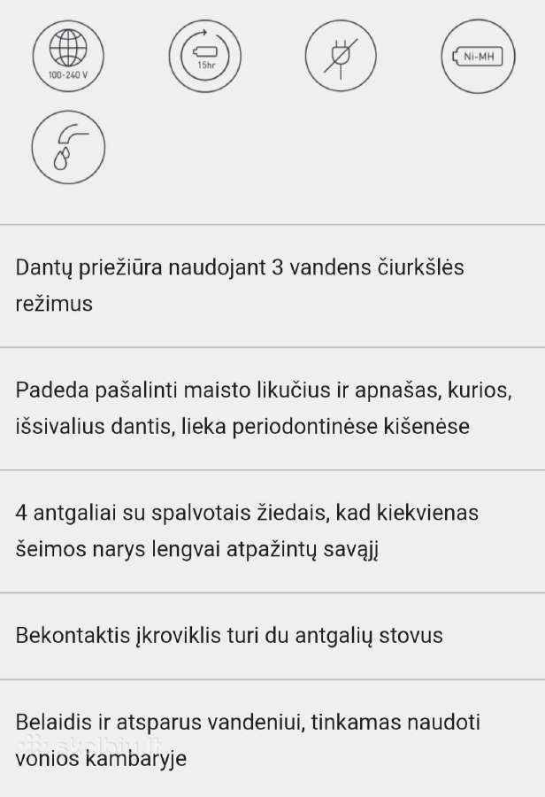 Elektrinis dantų šepetėlis (irihatorius) - nuotraukos Nr. 5