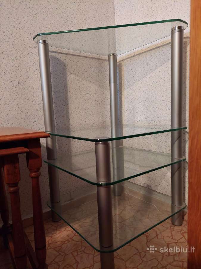 Stiklinis kampinis staliukas / lentyna