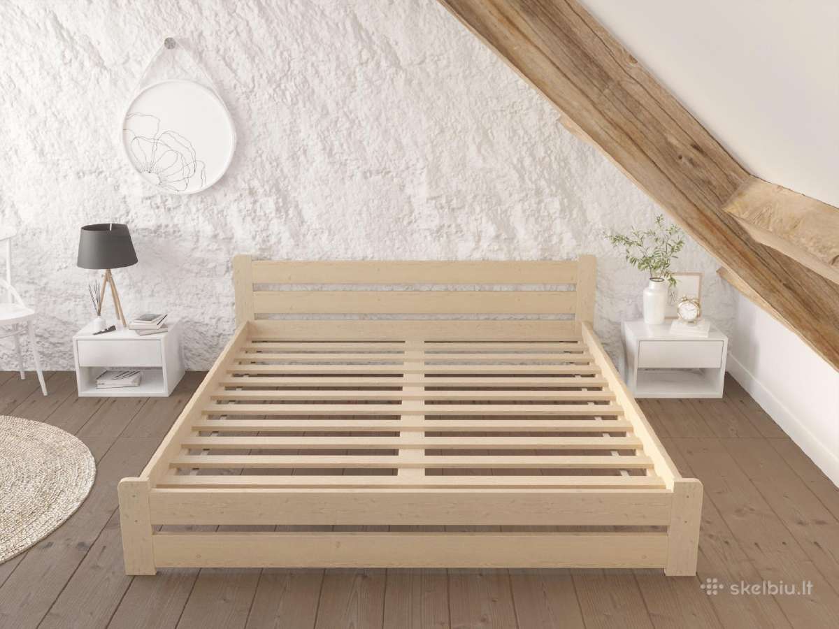 Nauja medine natūralaus medžio masyvo lova 180x200 - nuotraukos Nr. 2