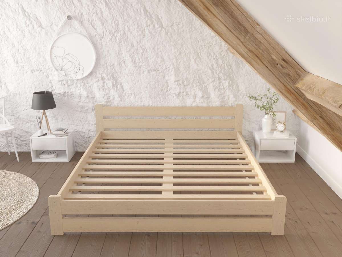 Nauja medine natūralaus medžio masyvo lova 120x200 - nuotraukos Nr. 5