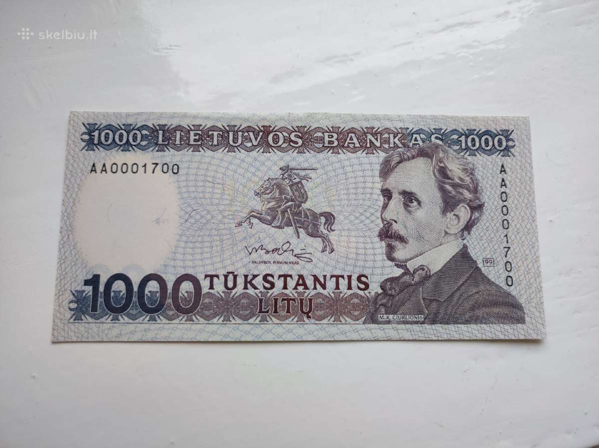 1000 litų 1991 metų Unc