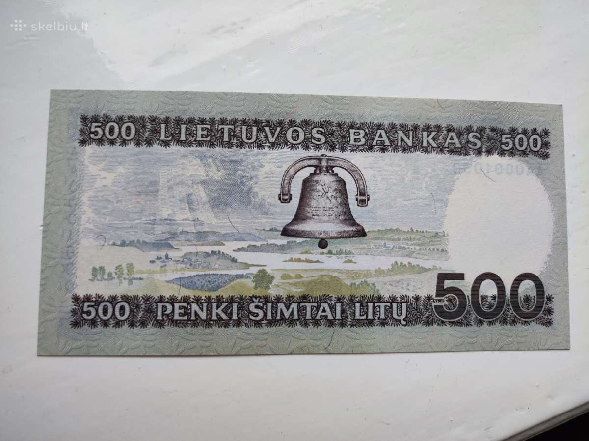 500 litų 1991 metų Unc - nuotraukos Nr. 2