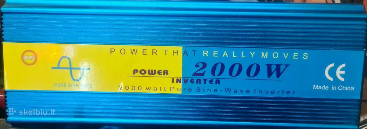 Įtampos keitiklis 12v-220v 2000w, tikro sinuso!
