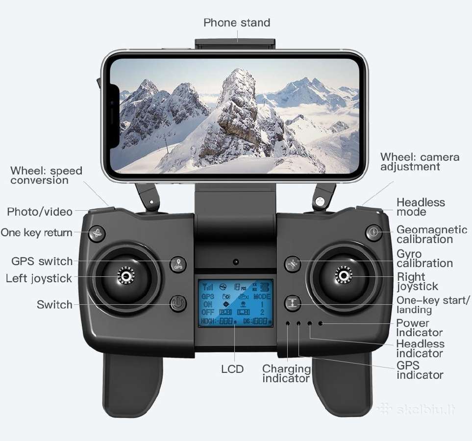 900pro dronas su dviejomis kameromis 4k, GPS ir Wi - nuotraukos Nr. 3