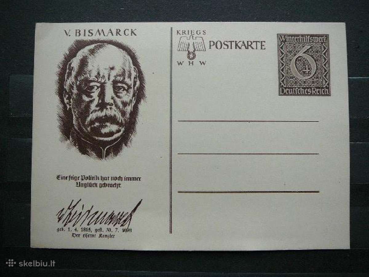 V. Bismarkas Vokietija 1939 kortele vkt001k