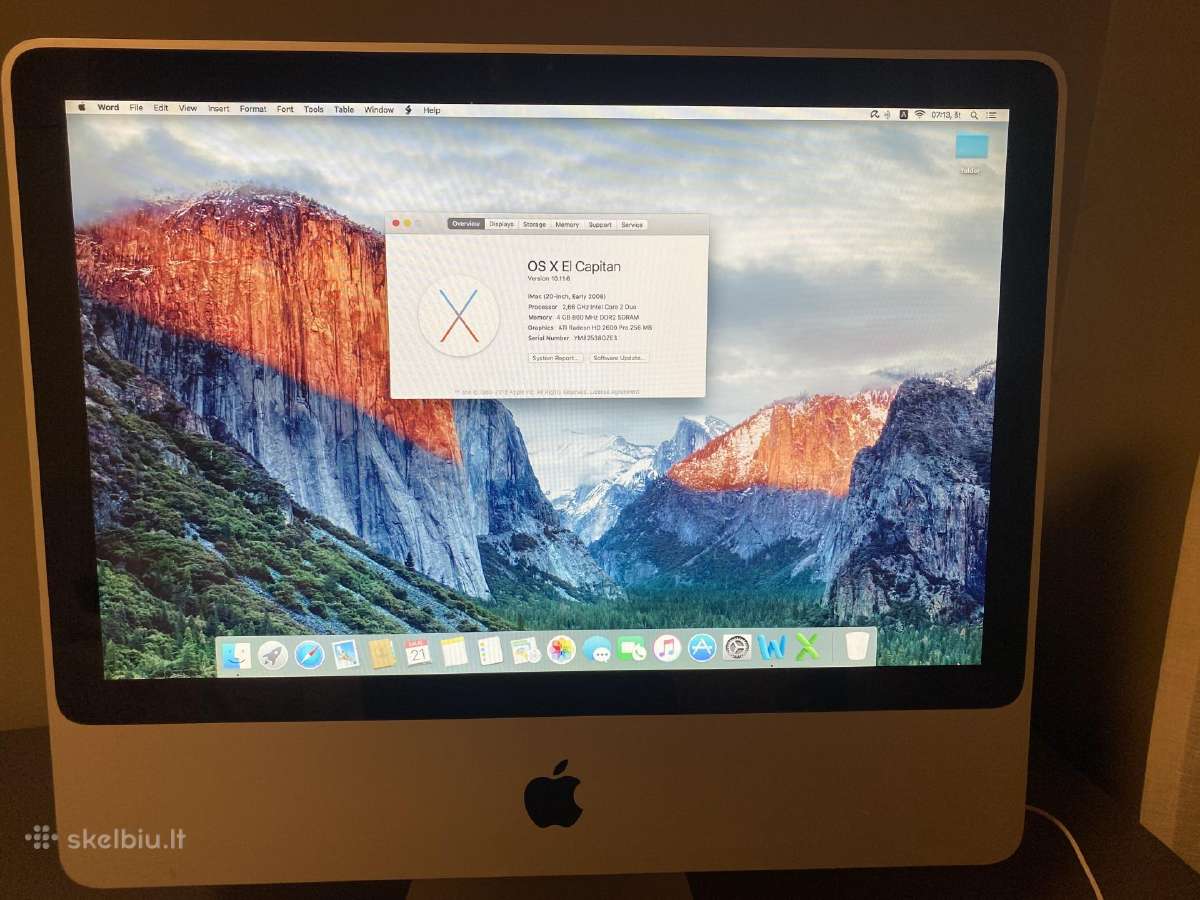 iMac (2008) 20 inch 2,66 GHz, 4gb/ 1tb SSD - nuotraukos Nr. 2