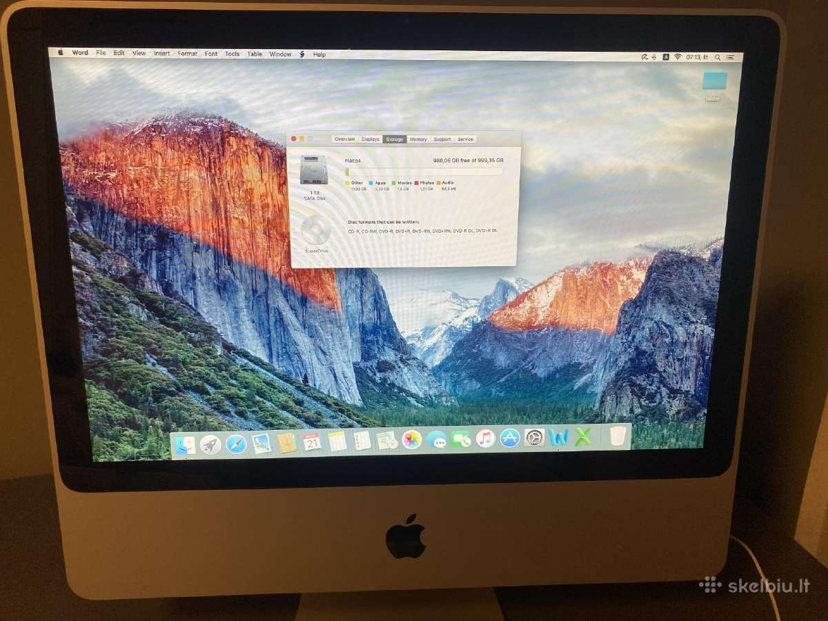 iMac (2008) 20 inch 2,66 GHz, 4gb/ 1tb SSD - nuotraukos Nr. 4