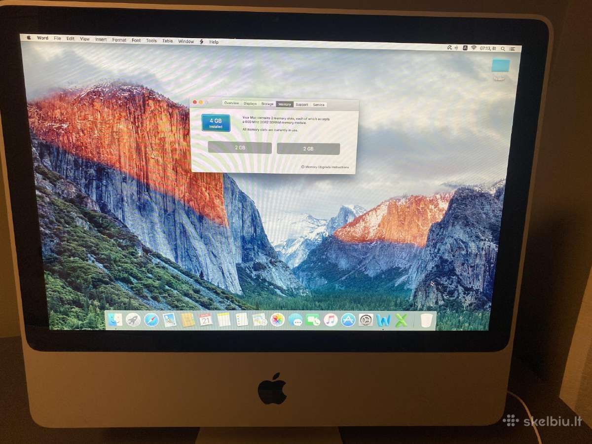 iMac (2008) 20 inch 2,66 GHz, 4gb/ 1tb SSD - nuotraukos Nr. 5