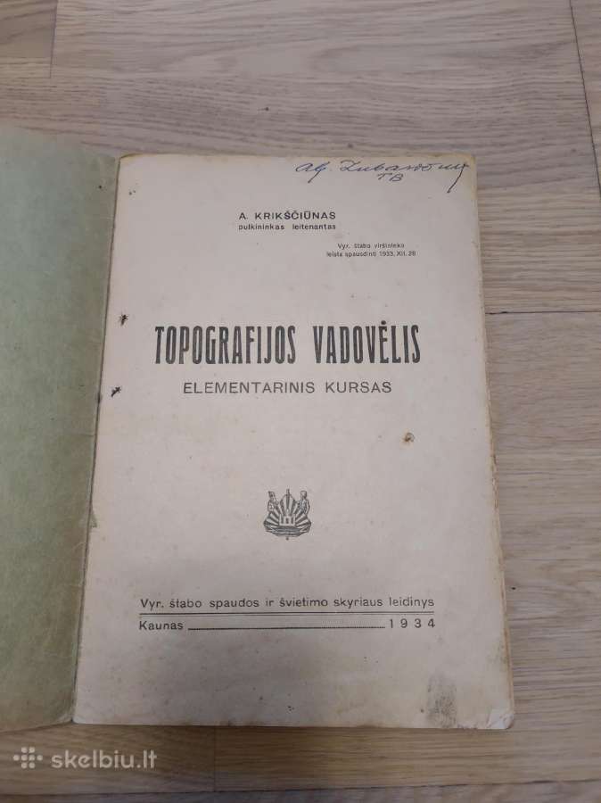 Knyga. Topografijos vadovėlis 1934 - nuotraukos Nr. 2