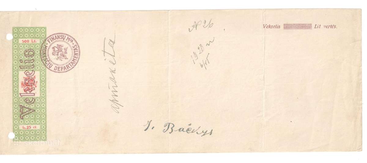 Vekselis 1925 - 1936 m 100 - 10000 lt - nuotraukos Nr. 4