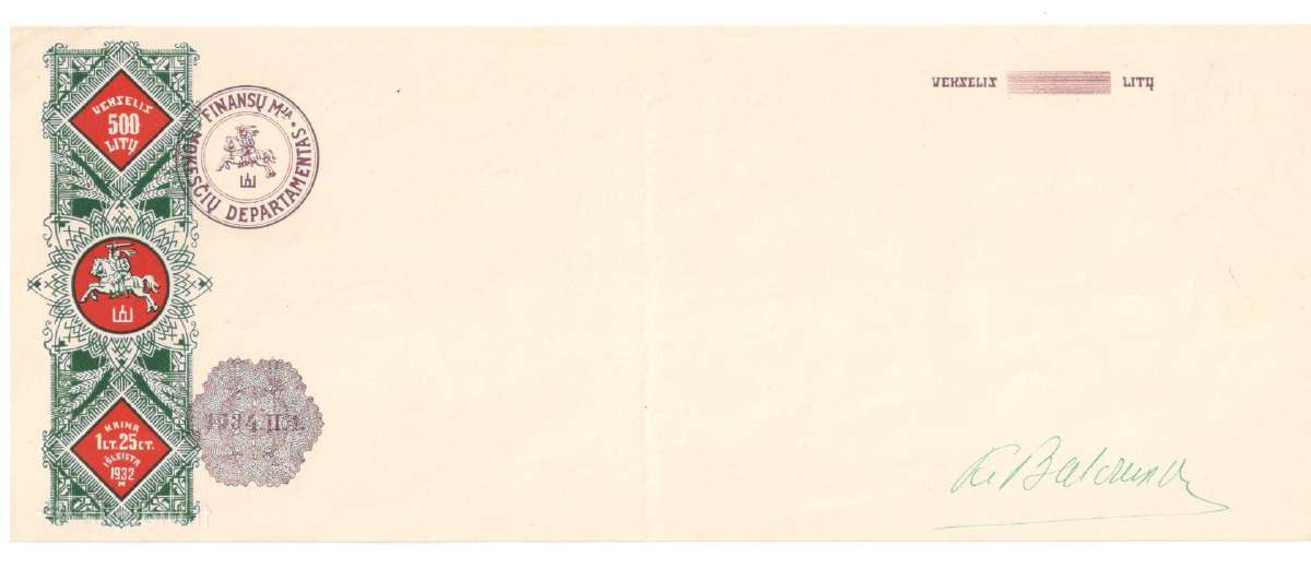 Vekselis 1925 - 1936 m 100 - 10000 lt - nuotraukos Nr. 9