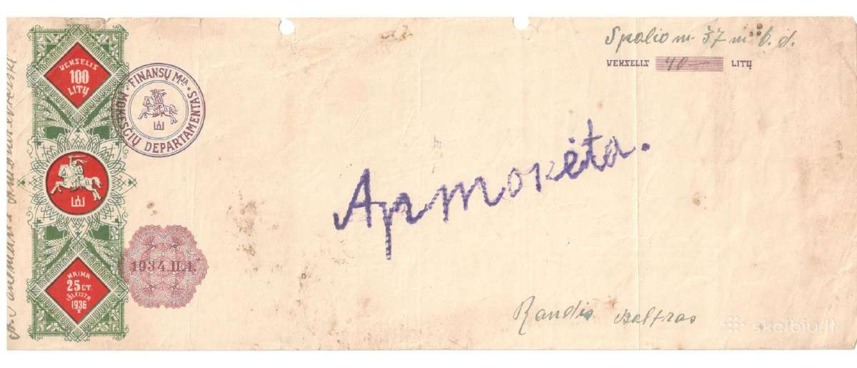 Vekselis 1925 - 1936 m 100 - 10000 lt - nuotraukos Nr. 10