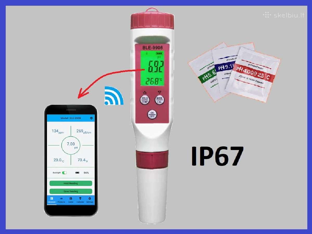 Ph Tds Ec matuoklis su Bluetooth