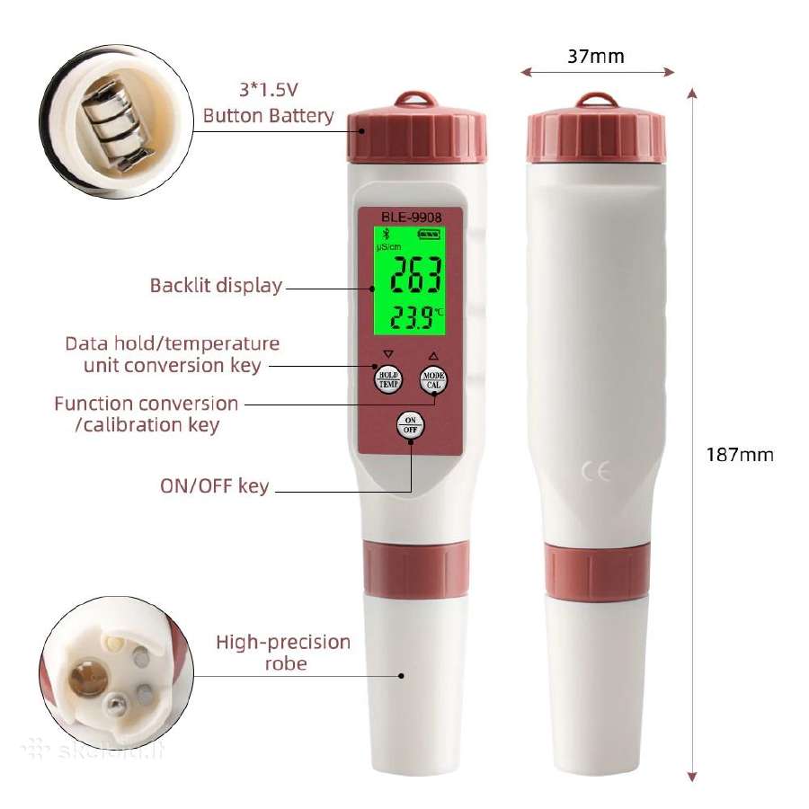 Ph Tds Ec matuoklis su Bluetooth - nuotraukos Nr. 3