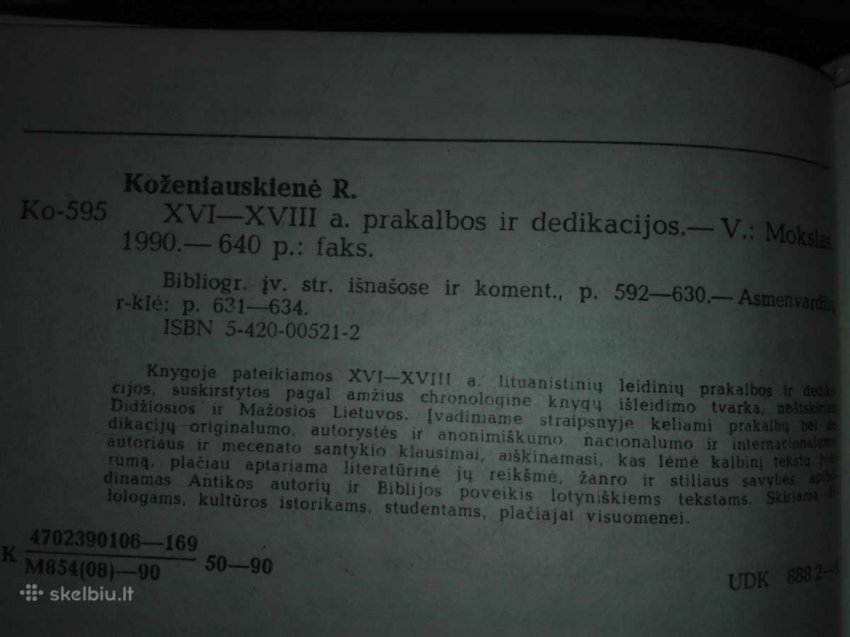 114. XVI-XVIII a. Prakalbos Ir Dedikacijos Koženia - nuotraukos Nr. 2
