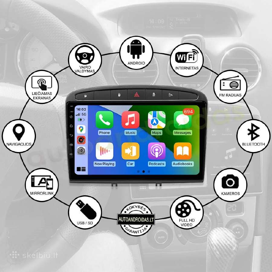 Peugeot 308,408 Android multimedia GPS/WiFi/bt/9" - nuotraukos Nr. 2