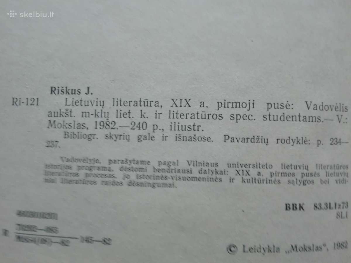 Riškus J. Lietuvių Literatūra XIX a. pirmoji pusė - nuotraukos Nr. 2