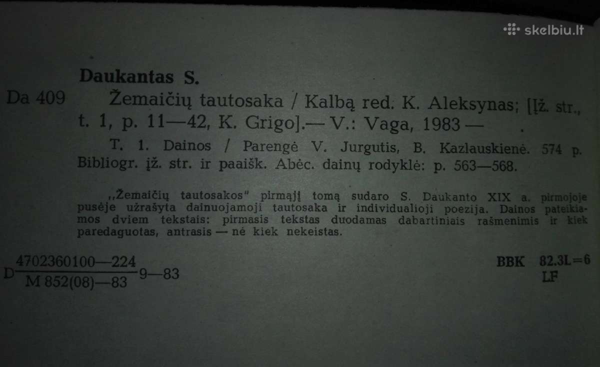 129. Žemaičių Tautosaka Daukantas S. - nuotraukos Nr. 2