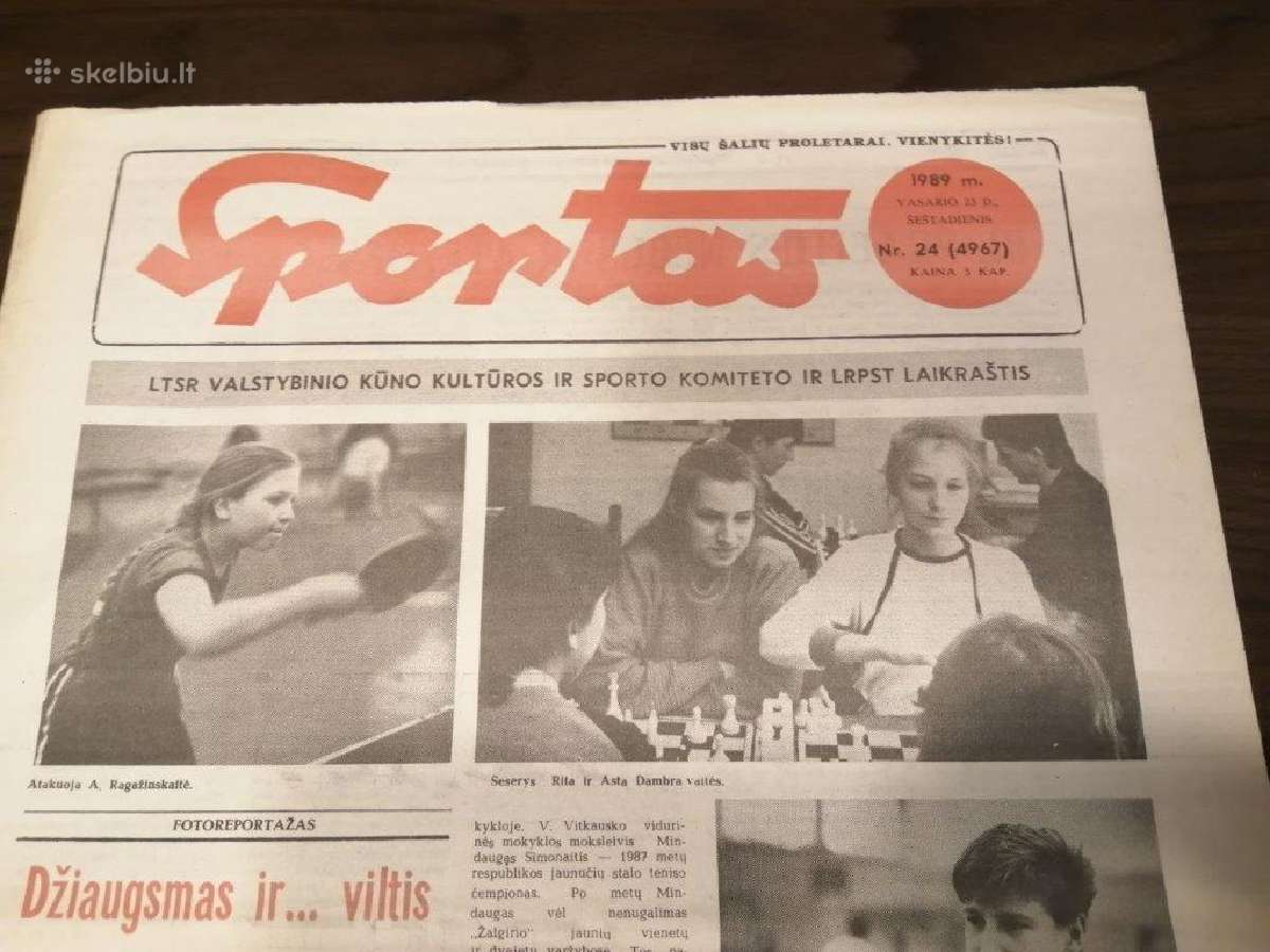 Laikraštis Sportas 1989 metai - nuotraukos Nr. 11