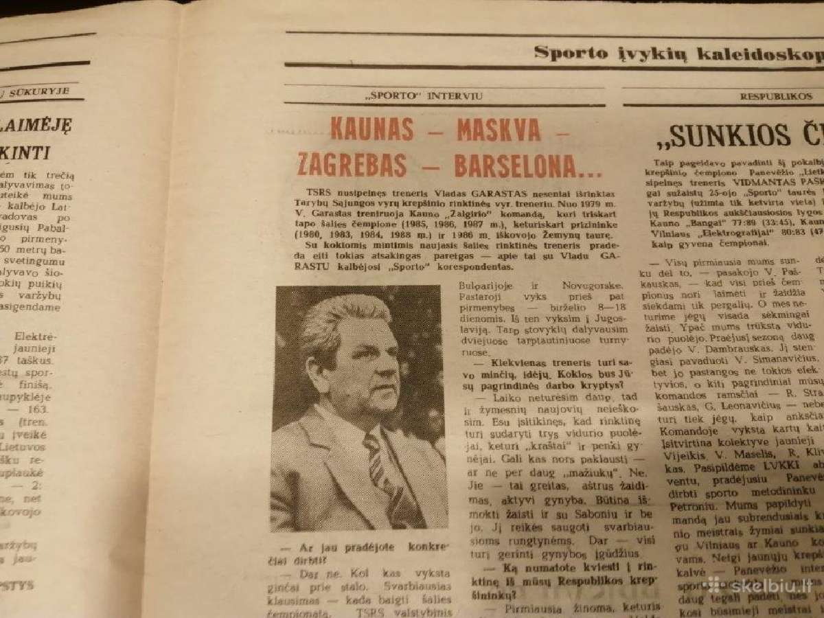 Laikraštis Sportas 1989 metai - nuotraukos Nr. 16