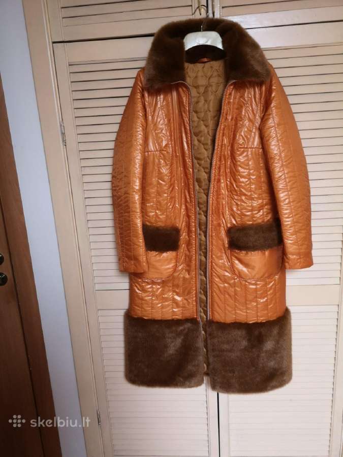 Naujas stilingas oranžinis paltas