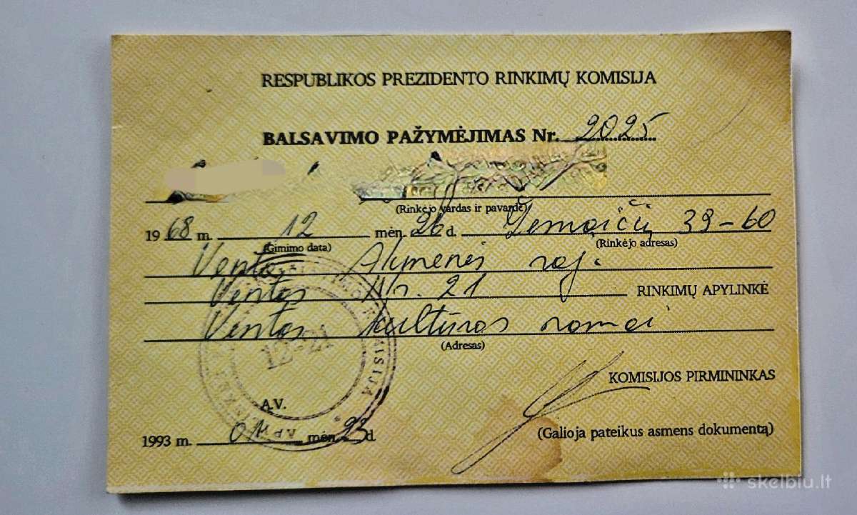 1993m. Balsavimo biletenis