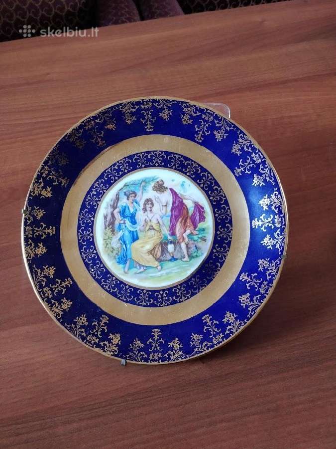 Vintažinė kobalto lėkštė interjerui