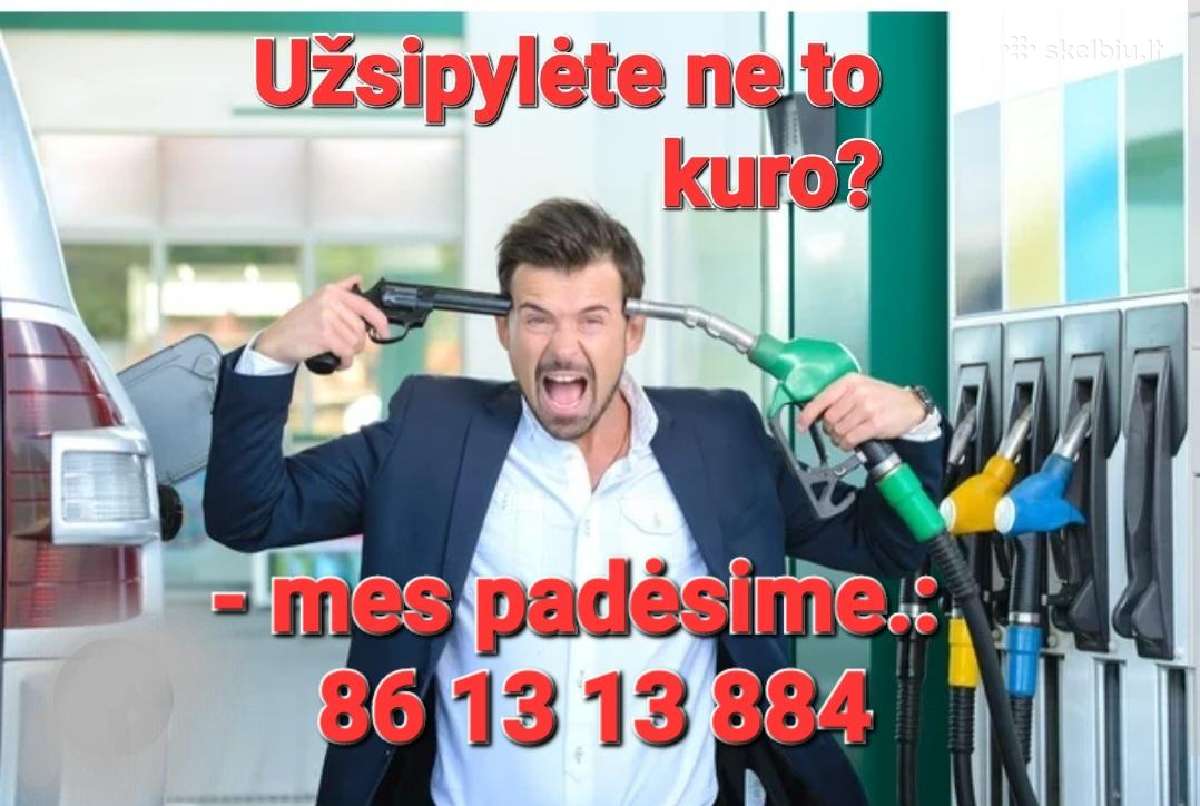Kuro išsiurbimas iš bako.avarinis degalų ištraukim