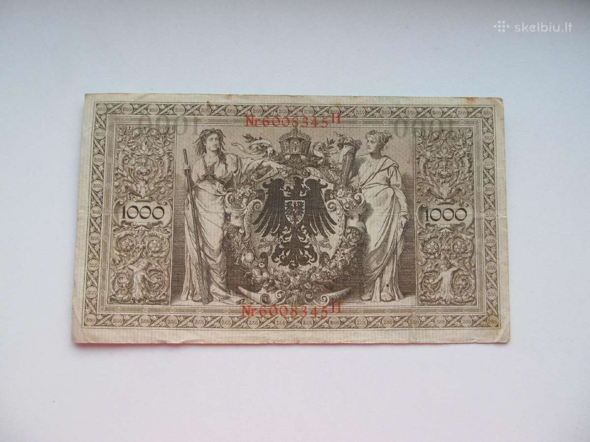 1000 mark ,Vokietija ,1910 žalias raudonas štampas - nuotraukos Nr. 4