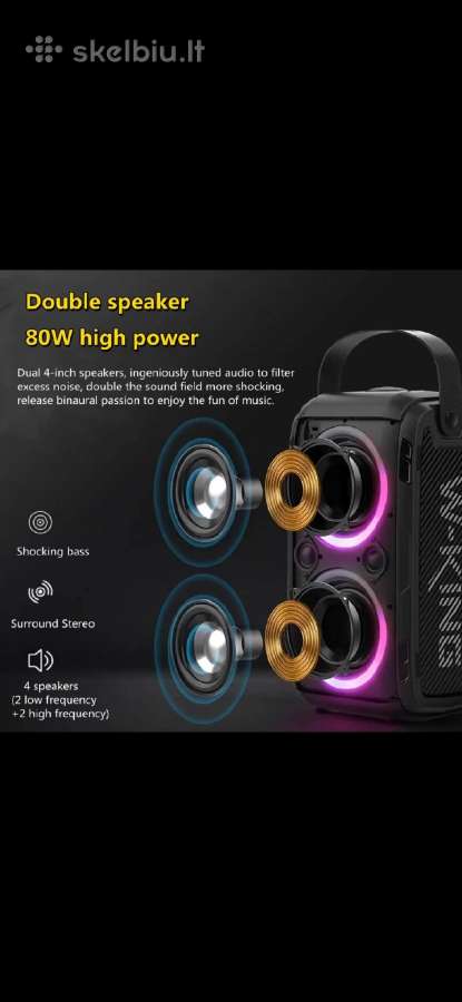 Mobili galinga 80w Bt, Mp3 Kolonėlė W-king T9 - nuotraukos Nr. 2