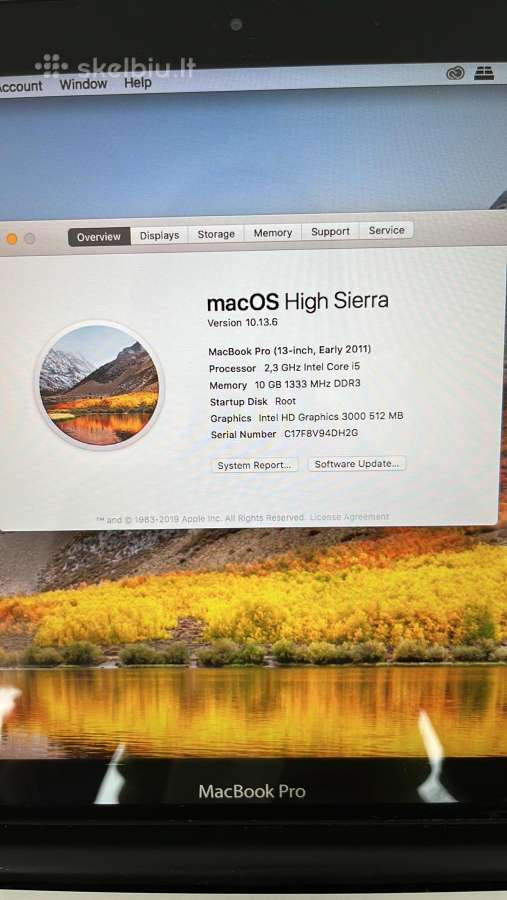 MacBook Pro 13", 500gb SSD, 10gb RAM - nuotraukos Nr. 10