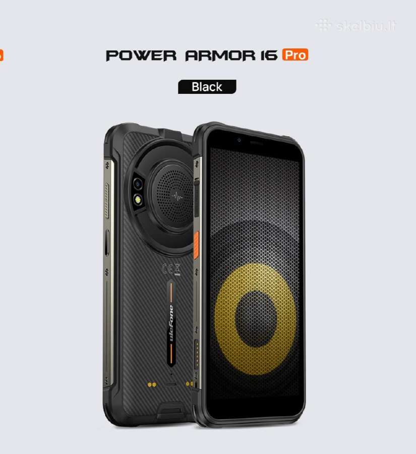 Šarvuotas Ulefone Armor 16 Pro (9600mah, 122db)