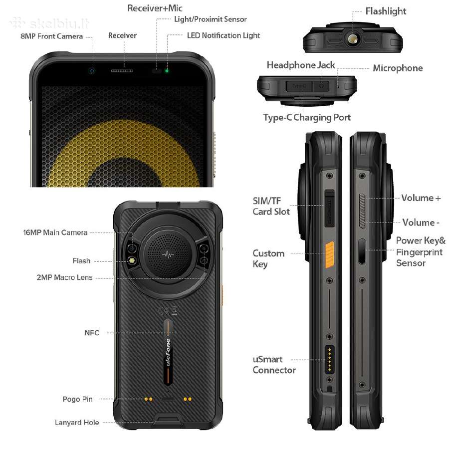 Šarvuotas Ulefone Armor 16 Pro (9600mah, 122db) - nuotraukos Nr. 5