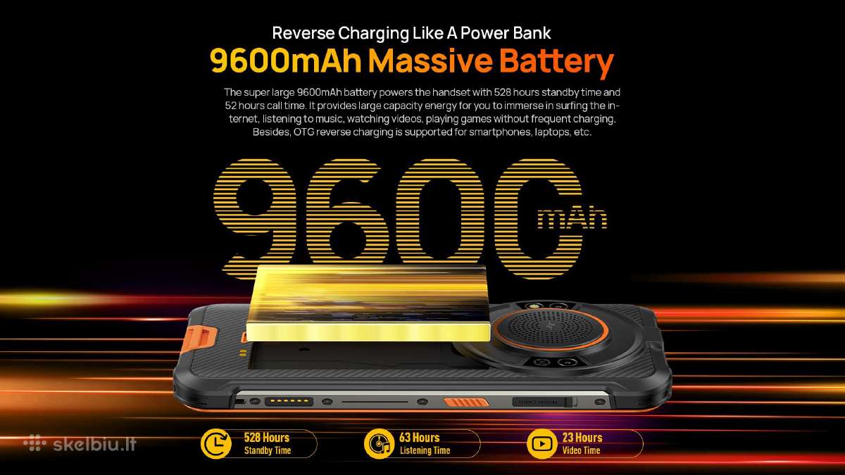 Šarvuotas Ulefone Armor 16 Pro (9600mah, 122db) - nuotraukos Nr. 14