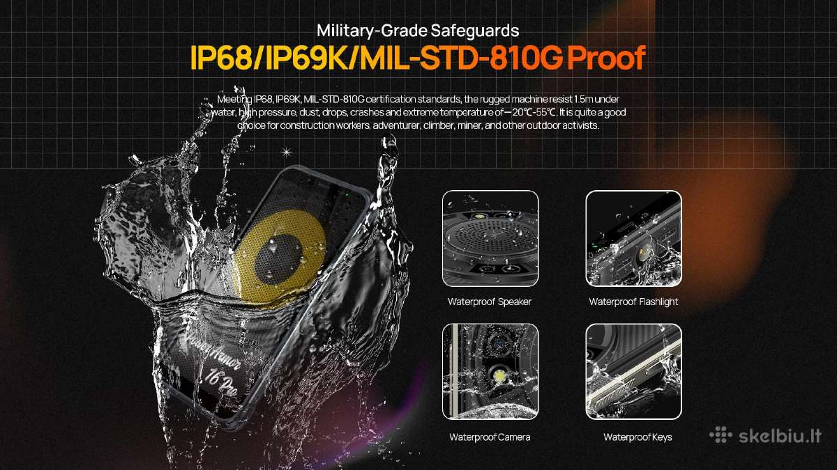 Šarvuotas Ulefone Armor 16 Pro (9600mah, 122db) - nuotraukos Nr. 20