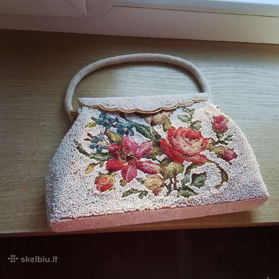 Antikvarinė rankų darbo puošni rankinė