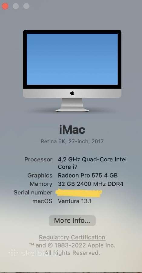 iMac Retina 5k 27 2017 32gb i7 - nuotraukos Nr. 8