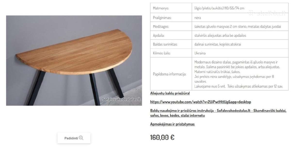 Ąžuolinis šoninis stalas - nuotraukos Nr. 11