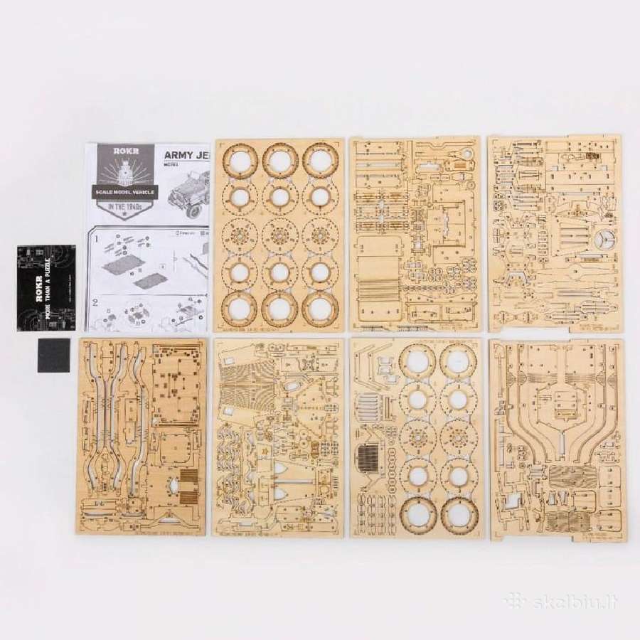 Robotime 3D medinis konstruktorius Armijos mašina - nuotraukos Nr. 4